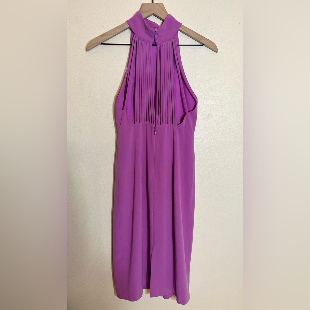 Halston Dress - Women’s 4 Purple - Designer Halter Knee Length - Picture 4 of 10